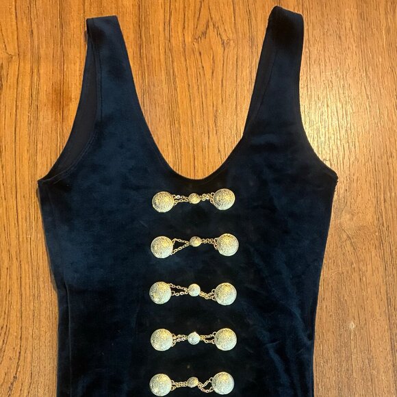 Stretch Velvet Dress with Metal Detailing and Deep U-Back, Size Small - Picture 5 of 6